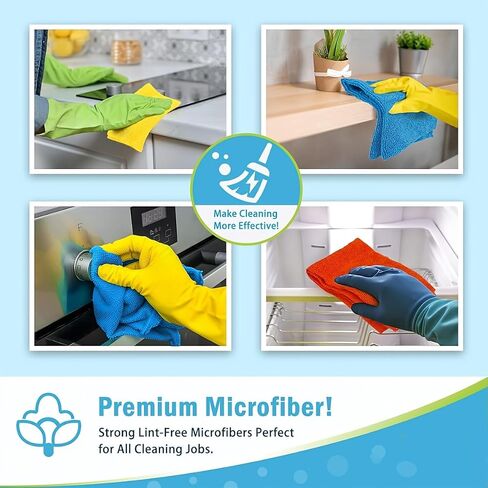 5-Pack Microfiber Cleaning Cloths, Multipurpose Absorbent Towels for Kitchen, Bathroom, Glass, and Furniture, Streak-Free & Lint-Free (Assorted Colors) in Kuwait