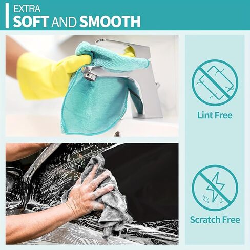 5-Pack Microfiber Cleaning Cloths, Multipurpose Absorbent Towels for Kitchen, Bathroom, Glass, and Furniture, Streak-Free & Lint-Free (Assorted Colors) in Kuwait