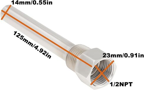 3 قطعة 1/2 NPT ثيرموويل من الفولاذ المقاوم للصدأ 125x14 مللي متر متوافق مع لوح فولاذي من الألومنيوم والنحاس in Kuwait
