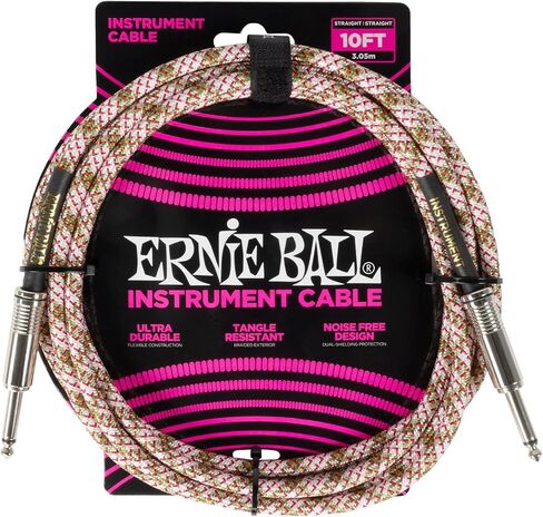 Ernie Ball Braided Instrument Cable Set Straight/Straight Length 10ft in Emerald Argyle (P06426) - Pack of 2 in Kuwait