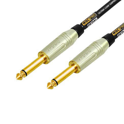 3 Foot - WBC-PRO-Pedal – 22 AWG - Low-Cap (18pF/ft) – Pro-Grade – Graphite-Based - Dual-Shielded Pedal, Effects, Patch, Instrument Cable & Amphenol ACPM-GN-AU Straight Gold TS Plugs in Kuwait