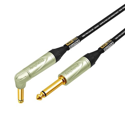 6 Inch - WBC-PRO-Guitar – 20 AWG - Low-Cap (18pF/ft) – Pro-Grade – Graphite-Based - Dual-Shielded Guitar, Bass, Instrument Cable with Amphenol QM2R-AU & QM2P-AU ¼ Inch (6.35mm) Gold TS Connectors in Kuwait