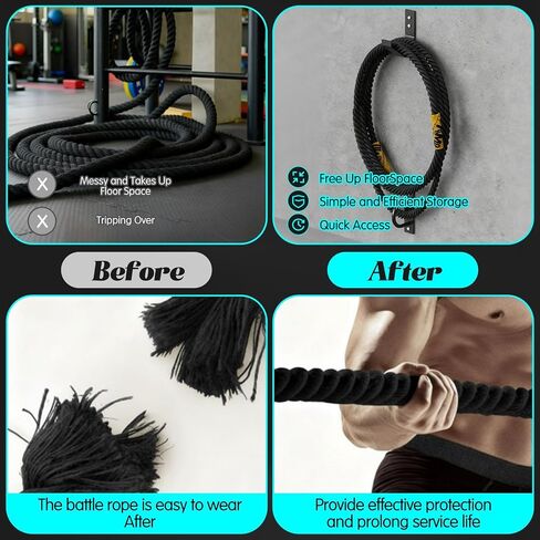 Battle Rope Wall Mount Kit with Anchor Strap Heavy Duty Steel Battle Rope Wall Mount Kit with Anchor & Storage Hook and Reinforced Nylon Strap, Easy and Fast Setup in Kuwait