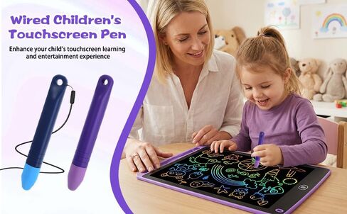 2PCS Kids Tablet Stylus ، أقلام القلم للشاشات التي تعمل باللمس مع tethers ، قلم الكمبيوتر اللوحي المضاد للفة للأطفال ، قلم القلم متوافق مع جميع أجهزة الشاشة التي تعمل باللمس (الأزرق+الأرجواني) in Kuwait