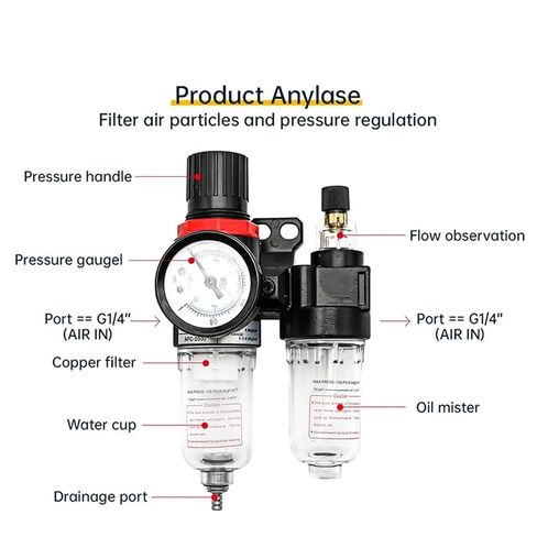 AFC2000 G1/4 ضاغط الهواء فاصل الزيت والماء يقلل من منظم صمام الضغط 1 قطعة in Kuwait