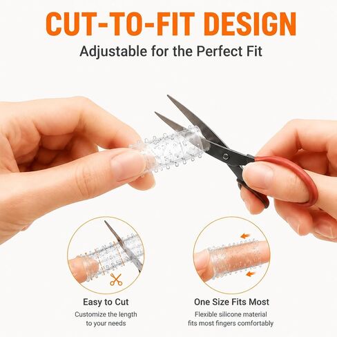 Fidget for Skin Picking, 12-Pack Clear Silicone Finger Sleeves | Soft textured covers, cut-to-fit thumb use, quiet tactile ridges, washable reuse, home school office travel in Kuwait