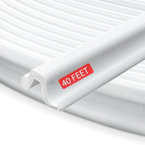 Extra Thick Kerf Door Weather Stripping White, V-Shaped Door Seal Strip | 40ft Door Frame Kerf Insert Weatherstrip, Noise Insulation Windproof Dustproof Door Jamb Gasket Replacement for Entry Door in Kuwait