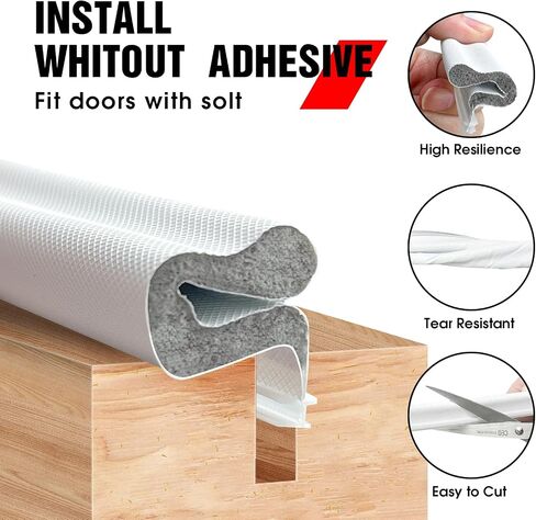 Extra Thick Kerf Door Weather Stripping White, V-Shaped Door Seal Strip | 40ft Door Frame Kerf Insert Weatherstrip, Noise Insulation Windproof Dustproof Door Jamb Gasket Replacement for Entry Door in Kuwait