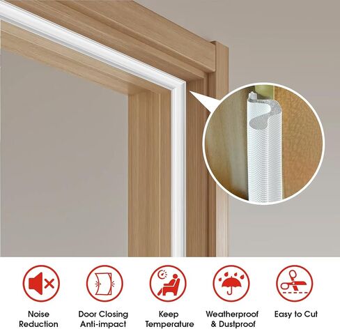 Extra Thick Kerf Door Weather Stripping White, V-Shaped Door Seal Strip | 40ft Door Frame Kerf Insert Weatherstrip, Noise Insulation Windproof Dustproof Door Jamb Gasket Replacement for Entry Door in Kuwait