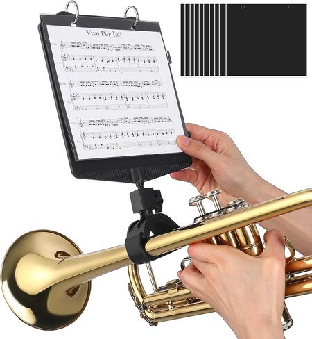 Trumpet Marching Lyre 2 in 1 Adjustable Trumpet & Snare Drum Marching Band Lyre, Music Flip Folder with 10 Double-Sided Folio Pages Marching Band Accessory in Kuwait