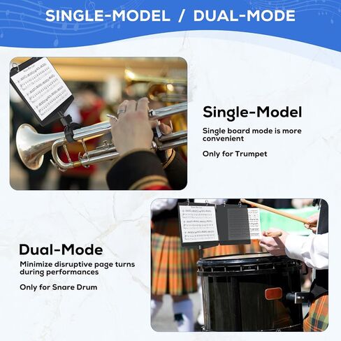 Trumpet Marching Lyre 2 in 1 Adjustable Trumpet & Snare Drum Marching Band Lyre, Music Flip Folder with 10 Double-Sided Folio Pages Marching Band Accessory in Kuwait