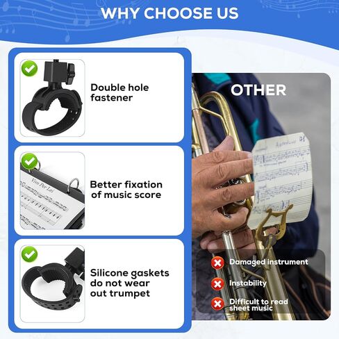 Trumpet Marching Lyre 2 in 1 Adjustable Trumpet & Snare Drum Marching Band Lyre, Music Flip Folder with 10 Double-Sided Folio Pages Marching Band Accessory in Kuwait