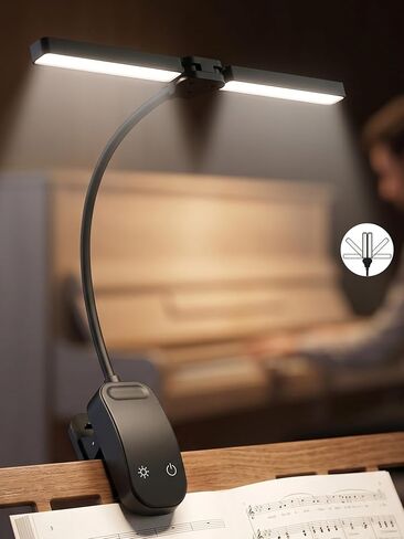 ضوء حامل الموسيقى، 100 مصباح LED + 10 سطوع + 5 ألوان قابلة للطي بمشبك على الضوء | مصباح بطارية 4000 مللي أمبير في الساعة، مصباح مكتبي ساطع قابل لإعادة الشحن 400 لومن مع مشبك، ضوء بيانو لاسلكي، مشبك على ضوء القراءة للسرير/السكن in Kuwait