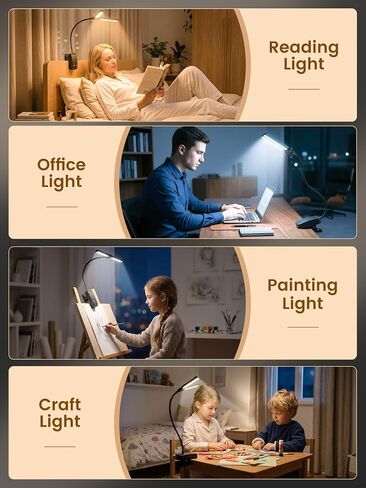 ضوء حامل الموسيقى، 100 مصباح LED + 10 سطوع + 5 ألوان قابلة للطي بمشبك على الضوء | مصباح بطارية 4000 مللي أمبير في الساعة، مصباح مكتبي ساطع قابل لإعادة الشحن 400 لومن مع مشبك، ضوء بيانو لاسلكي، مشبك على ضوء القراءة للسرير/السكن in Kuwait