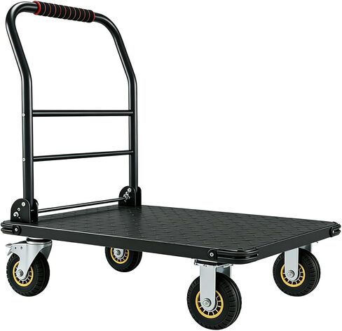 1800LBS Platform Truck Cart 36"x24" Large Utility Cart with 6" Swivel Wheels with Brakes, Foldable Hand Truck for Warehouse, Garage, Shipping & Moving in Kuwait