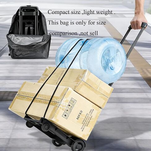 Folding Luggage Cart 2 Wheel, 80lbs Capacity Compact Hand Truck with Strap Collapsible Bagpack Trolley Portable Dolly Cart, for Travelling Shopping Camping Luggage Groceries Supplies Moving in Kuwait