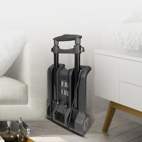 Folding Luggage Cart 2 Wheel, 80lbs Capacity Compact Hand Truck with Strap Collapsible Bagpack Trolley Portable Dolly Cart, for Travelling Shopping Camping Luggage Groceries Supplies Moving in Kuwait