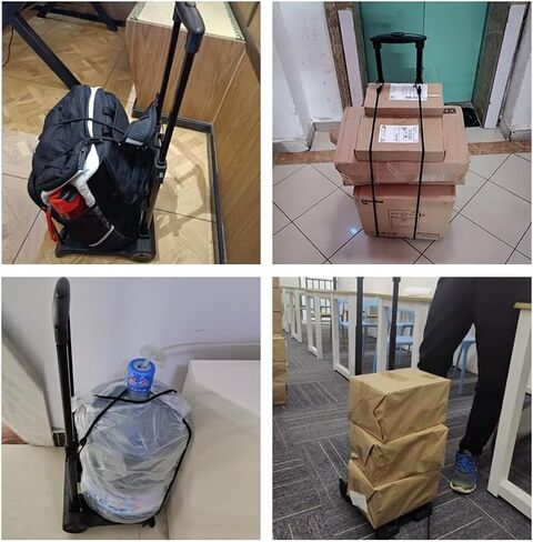 Folding Luggage Cart 2 Wheel, 80lbs Capacity Compact Hand Truck with Strap Collapsible Bagpack Trolley Portable Dolly Cart, for Travelling Shopping Camping Luggage Groceries Supplies Moving in Kuwait