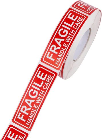 1" X 3" Fragile Handle with Care Warning Stickers for Shipping Moving and Packing, 500 Pcs Permanent Adhesive Labels, 1 Roll in Kuwait