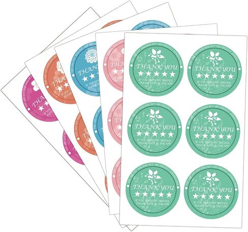 300 Pcs 5 Star Thank You Stickers 2 inch Food Delivery Labels | 300 Tamper Evident 5 Star Labels | 2.36" Round | 5 Colors | Pizza Takeout Grocery Bag Delivery Thank You Stickers in Kuwait