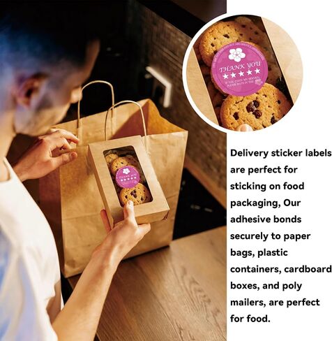 300 Pcs 5 Star Thank You Stickers 2 inch Food Delivery Labels | 300 Tamper Evident 5 Star Labels | 2.36" Round | 5 Colors | Pizza Takeout Grocery Bag Delivery Thank You Stickers in Kuwait