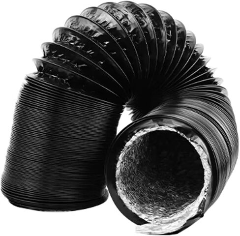خرطوم مرن من الألومنيوم PVC لمجفف الملابس وغطاء الطباخ ومروحة الشفط ومكيف الهواء - أنبوب تهوية أسود 600 سم (قطر 11 سم) in Kuwait