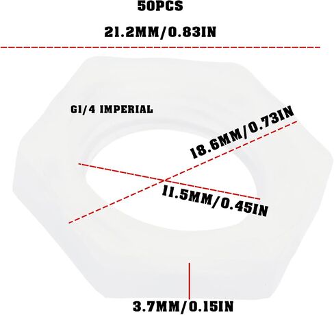 50 قطعة G 1/4 PP صامولة بلاستيكية عرافة الجوز 18.6x11.5x3.7 مللي متر لخرطوم المبرد in Kuwait
