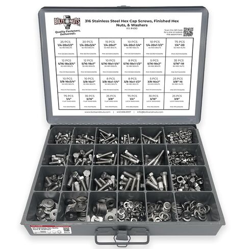 316 Stainless Steel Hex Cap Screws, Finished Hex Nuts, & Washers - 570+ Pieces in Kuwait