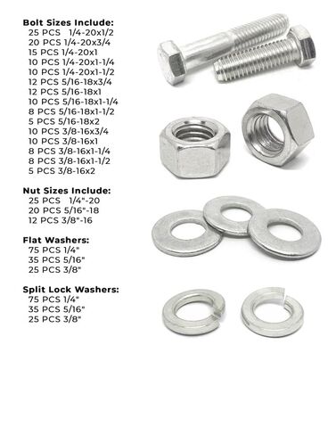 316 Stainless Steel Hex Cap Screws, Finished Hex Nuts, & Washers - 570+ Pieces in Kuwait