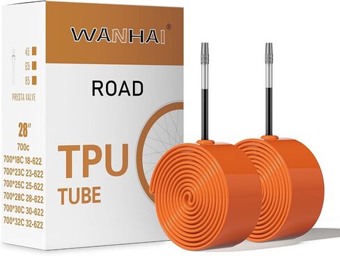 2PACK WANHAI أنبوب داخلي من مادة TPU 700C×18-32، أنابيب من مادة TPU للدراجة، أنابيب داخلية، أنبوب داخلي للدراجة من مادة TPU مع صمامات بريستا 45 مم/65 مم/85 مم للطريق in Kuwait