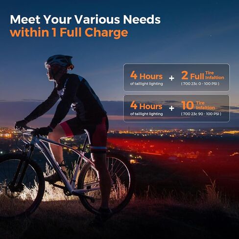 مضخة إطار دراجة صغيرة محمولة من FLEXTAILGEAR مع مقياس رقمي وضوء خلفي، مضخة دراجة كهربائية 120 و130 رطل لكل بوصة مربعة، صمامات بريستا وشرايدر، للطرق والدراجات الجبلية والدراجات النارية والكرات in Kuwait