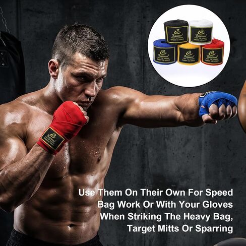 10 أزواج من لفافات الملاكمة 2.5 متر لفافات يد مرنة لقفازات الملاكمة للرجال والنساء MMA Muay Thai كيك بوكسينغ تدريب ضمادات بوليستر قابلة للتنفس in Kuwait