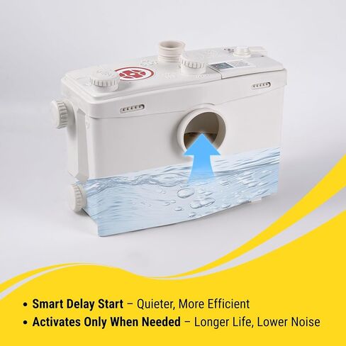 مضخة مرحاض Upflush Macerator بقدرة 1500 وات مع شفرة طحن شديدة التحمل، ونظام مضخة مياه الصرف الصحي 2800 جيجا في الساعة، ورفع 32.8 قدمًا، و4 مداخل مياه ومنافذ مزدوجة للحمام في الطابق السفلي، والحوض، والدش، والغسيل in Kuwait