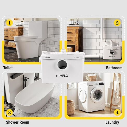 مضخة مرحاض Upflush Macerator بقدرة 1500 وات مع شفرة طحن شديدة التحمل، ونظام مضخة مياه الصرف الصحي 2800 جيجا في الساعة، ورفع 32.8 قدمًا، و4 مداخل مياه ومنافذ مزدوجة للحمام في الطابق السفلي، والحوض، والدش، والغسيل in Kuwait