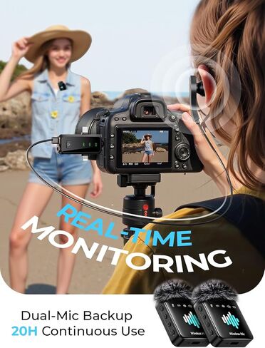 ميكروفون MENERESAS اللاسلكي Lavalier لهاتف iPhone: تقليل ضوضاء الميكروفون الصغير - ناقل حركة 328 قدمًا وعمر بطارية 20 ساعة لتسجيل الفيديو، كاميرا عالمية 3 في 1 ونظام أندرويد، رمادي غامق in Kuwait