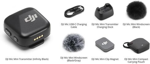 جهاز إرسال DJI Osmo Pocket 3 Mic Mini Clip-On مع حزمة ميكروفون مدمجة + ذاكرة فائقة سعة 64 جيجابايت، نظام ميكروفون لاسلكي إضافي 2X، برنامج (20 عنصرًا) in Kuwait