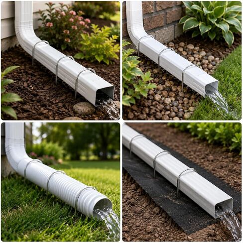 8 Pcs Downspout Anchor Stakes, U-Shaped Metal Ground Stakes for 4" Round Downspout Extensions, No-Drill Gutter Drain Pipe Holder, Heavy Duty Landscape Staples for Securing Drainage Pipe in Kuwait