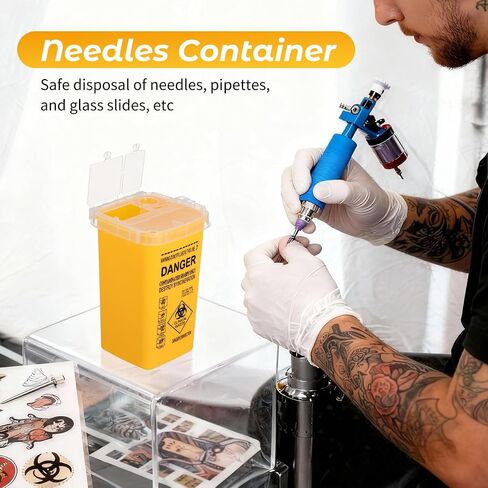 Ciieeo Puncture-Resistant Sharps Disposal Container - 1-Quart Yellow Collection Box for Proper Waste Management | Portable Disposal Bin with Locking Lid for Professional and Personal Use in Kuwait