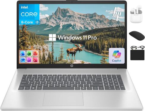HP 17 Laptop 2025 Pavilion, 17.3" HD+ Business Computer, 8-Core Intel i3 Processor, 16GB RAM & 1TB Storage (500GB SSD + 500GB Ext), Wi-Fi 6, Long Battery, HubxcelAccessory, Lifetime Office, Win 11 Pro in Kuwait
