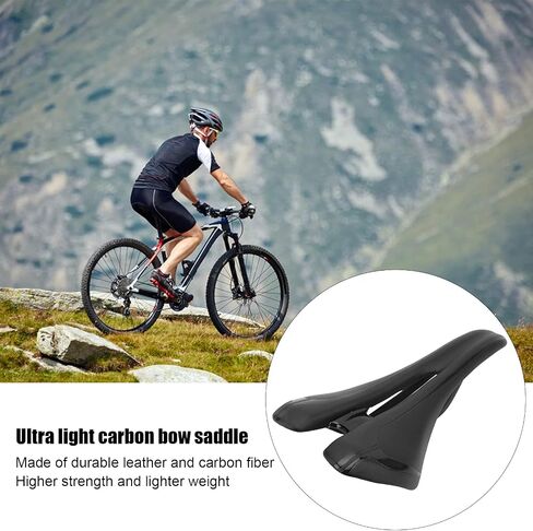 Tissting Carbon Bike Seat,160g/5.6oz Carbon Fiber Bike Saddle Mountain Road Bike Cycling PU Leather Hollow Saddle Cushion, Lightweight Race Bicycle Seat for Men Women in Kuwait