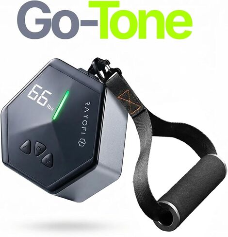 جهاز الصالة الرياضية المحمول Rayofi Go-Tone، شاشة LCD ذكية، 0.7 كجم، مقاومة قابلة للتعديل 3-30 كجم، قابلة لإعادة الشحن عبر USB-C in Kuwait