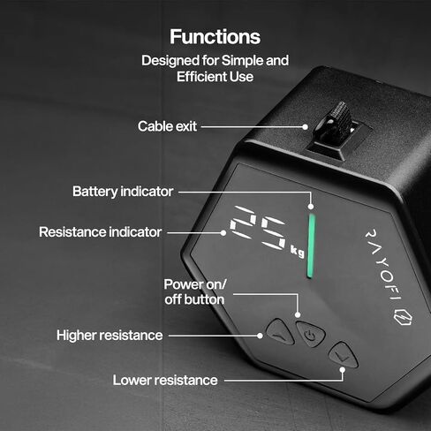 جهاز الصالة الرياضية المحمول Rayofi Go-Tone، شاشة LCD ذكية، 0.7 كجم، مقاومة قابلة للتعديل 3-30 كجم، قابلة لإعادة الشحن عبر USB-C in Kuwait