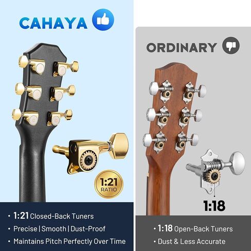 CAHAYA Carbon Fiber Acoustic Guitar: 38" Composite OM Body Travel Guitar Beginner Kit Low Action Easy Play Lightweight Waterproof Steel String with Gig Bag (Black) | Lightweight Travel Guitar Low Action Easy Play Waterproof Steel String with Gig Bag (Blac in Kuwait