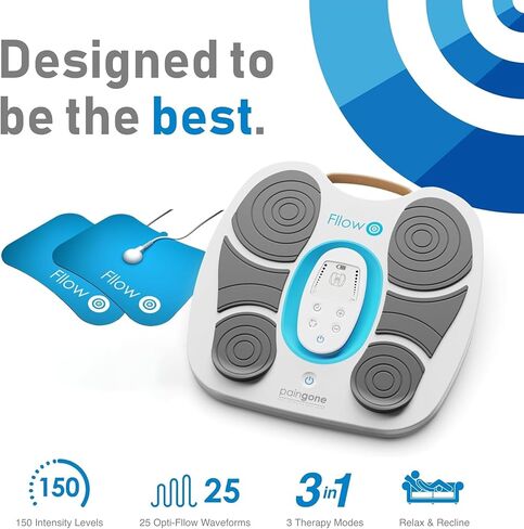 Paingone Fllow Arthro - Pain Relief Device for Feet & Legs – 150 Intensity Levels, 25 Waveform Patterns, Wireless Remote Control, 36-Hour Battery Life, Adhesive Pads for Targeted Knee & Leg Relief in Kuwait