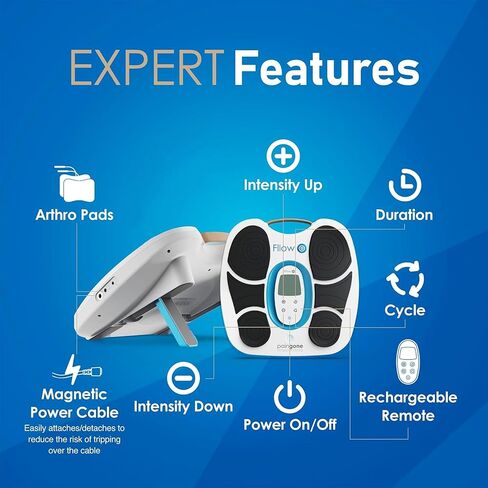 Paingone Fllow Arthro - Pain Relief Device for Feet & Legs – 150 Intensity Levels, 25 Waveform Patterns, Wireless Remote Control, 36-Hour Battery Life, Adhesive Pads for Targeted Knee & Leg Relief in Kuwait