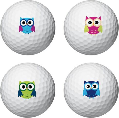 PLIGREAT 2 Sheets Golf Ball Marker Stickers 32 Pcs Colorful Owl Theme Golf Ball Marking Decals for Identify Golfer Balls Waterproof Markers Golfer Gift Golfing Accessories in Kuwait