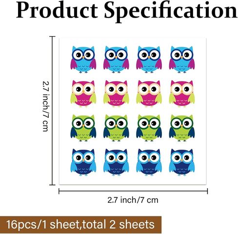 PLIGREAT 2 Sheets Golf Ball Marker Stickers 32 Pcs Colorful Owl Theme Golf Ball Marking Decals for Identify Golfer Balls Waterproof Markers Golfer Gift Golfing Accessories in Kuwait