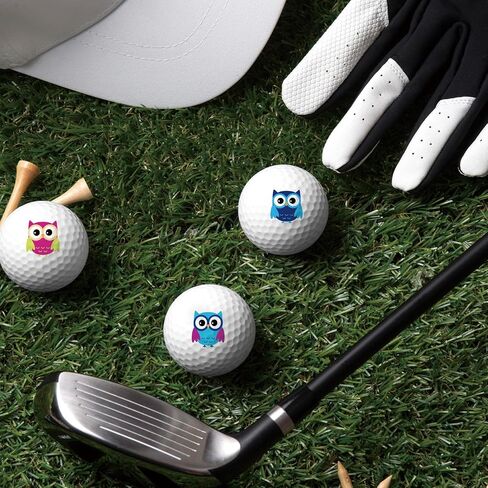 PLIGREAT 2 Sheets Golf Ball Marker Stickers 32 Pcs Colorful Owl Theme Golf Ball Marking Decals for Identify Golfer Balls Waterproof Markers Golfer Gift Golfing Accessories in Kuwait