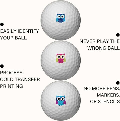 PLIGREAT 2 Sheets Golf Ball Marker Stickers 32 Pcs Colorful Owl Theme Golf Ball Marking Decals for Identify Golfer Balls Waterproof Markers Golfer Gift Golfing Accessories in Kuwait