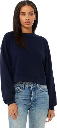 BELLA+CANVAS Fast Fashion Women's Raglan Pullover Fleece L Black in Kuwait